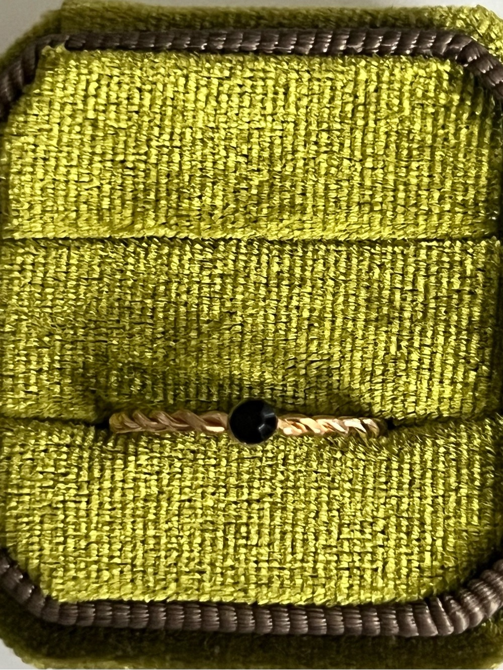 Gold-Tone Womenโs Ring with Black Stone - Size 6